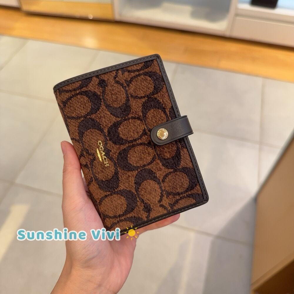NWT Coach 2-In-1 Wallet In Signature Chenille CFX40 Gold/Truffle
